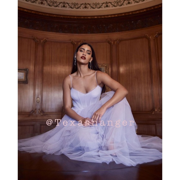 NWT BCBGMaxAzaria Oly Corset Tulle Gown Size 0 Orchid - Picture 9 of 16